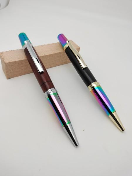 Stylo bille chromé plaqué or, fabrication artisanale